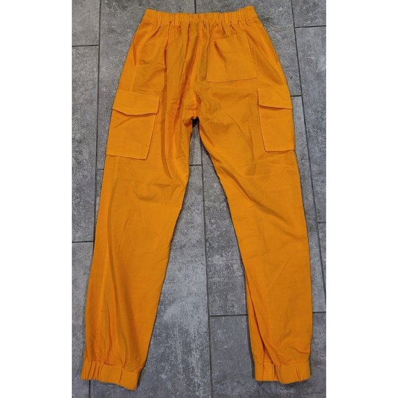 New Monrow Cargo Joggers Elastic Back And Drawstring Waist Orange Sz S - Picture 4 of 8